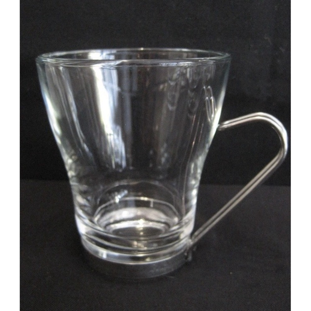 VITROSAX Italy Vintage  Lot of 11 Clear Glass Chrome‎ Holder Coffee Cup Mugs